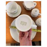 Bernardaud Porcelain Dinnerware Set with Floral Center - Plates, Cups, Saucers, Sugar & Creamer
