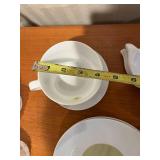 Bernardaud Porcelain Dinnerware Set with Floral Center - Plates, Cups, Saucers, Sugar & Creamer