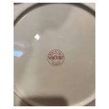 VIETRI Hand-Painted Italian Ceramic Dinnerware Set - Olive Green Rim, Landscape Motifs