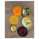 VIETRI Hand-Painted Italian Ceramic Dinnerware Set - Olive Green Rim, Landscape Motifs