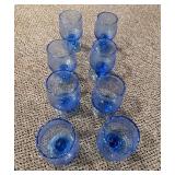 Blue Glass Goblets & Pink Tinted Tumblers - Assorted Glassware Set (12 pcs)