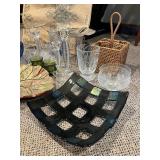 Arhaus Glassware & Decor - Assorted Crystal, Green Glass, Leaf Plate