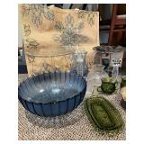 Arhaus Glassware & Decor - Assorted Crystal, Green Glass, Leaf Plate