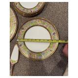 Royal Bone China Floral Border Dinnerware Set with Teapot & Cake Server