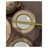 Royal Bone China Floral Border Dinnerware Set with Teapot & Cake Server