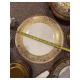 Royal Bone China Floral Border Dinnerware Set with Teapot & Cake Server