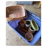 Assorted Ceramic Plant Pots & Planters with Wicker Basket
