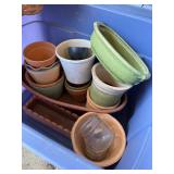 Assorted Ceramic Plant Pots & Planters with Wicker Basket