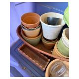 Assorted Ceramic Plant Pots & Planters with Wicker Basket