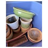 Assorted Ceramic Plant Pots & Planters with Wicker Basket