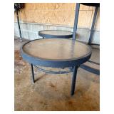 Blue Metal Glass-Top Patio Table Set - 3-Piece Bar Cart & 2 Round Tables