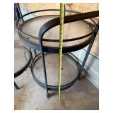 Blue Metal Glass-Top Patio Table Set - 3-Piece Bar Cart & 2 Round Tables