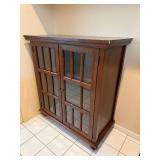Dark Wood Curio Cabinet with Glass-Front Doors - 9-Pane Grids (2 Doors)