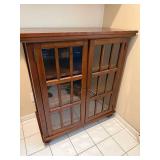 Wooden Display Cabinet with Glass Doors - 2-Door Brown Finish