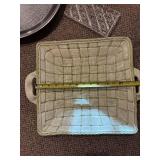 Clear Glass Plates & Woven Basket Tray Set - Decorative Glassware Collection