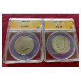 (2) MS65 Kennedy Half Dollars