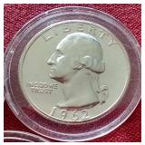 (5) 1950s & 60s Silver Proof Washington Quarters