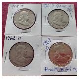 (4) Franklin Half Dollars