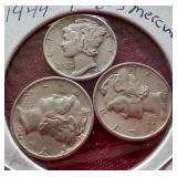 (6) Mercury Dimes - 1944 & 1945 P/D/S