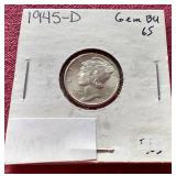 Uncirculated 1945-D Mercury Dime