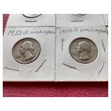 (6) Washington Silver Quarters