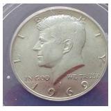 1969-D 40% Silver Kennedy Half Dollar - ANACS MS64