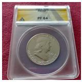 1961 Franklin Half Dollar - ANACS PF64