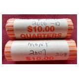 (2) State Quarter $10 Rolls - N.D. & Montana