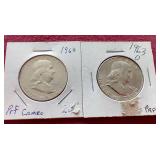 (2) 1963 Proof Franklin Half Dollars