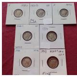 (7) Mercury Dimes