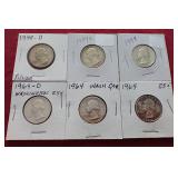 (6) Washington 90% Silver Quarters