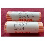 (2) State Quarter $10 Rolls - N.D. & Washington