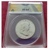 1962 Franklin Half Dollar - ANACS PF64