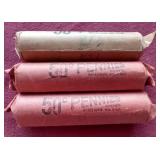 (3) Wheat Penny Rolls - All 1940s