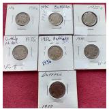 (7) Buffalo Nickels