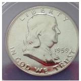 1959 Franklin Half Dollar - ANACS PF64