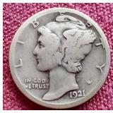 1921-D Mercury Dime - Key Date!