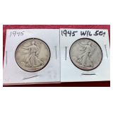 (2) Walking Liberty Half Dollars