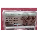 2021(W) 1 oz American Silver Eagle - ANACS MS70