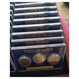 Gorgeous Presidential Dollar Collection in Wood Display Case