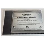 Byron Buxton Quad Relic /15 2023 Topps Museum Primary Pieces Game-Used #SPPPQR-BBU Numbered 7/15 Minnesota Twins Baseball Card