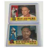 1960 Topps 2 Card Vintage Lot - Schoendienst and Sievers
