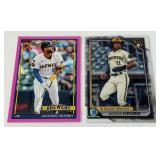 Jackson Chourio 2 Card Lot 2023 Bowman Chrome Prospects and 2026 Topps Pink Parallel Baseball Cards