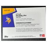 2011 Topps Finest Kyle Rudolph Minnesota Vikings RPA 096/310 NFL Rookie Football Card No. RAP-KR