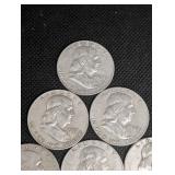 Lot Of 10 90% Silver Franklin Half Dollars