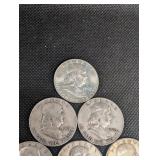 Lot Of 10 90% Silver Franklin Half Dollars