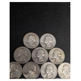 Lot Of 20 90% Silver Washington Quarters- Various Dates