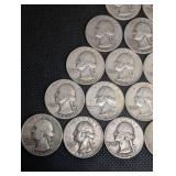 Lot Of 20 90% Silver Washington Quarters- Various Dates