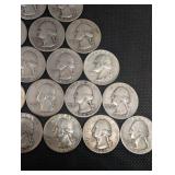 Lot Of 20 90% Silver Washington Quarters- Various Dates