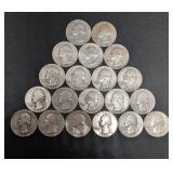 Lot Of 20 90% Silver Washington Quarters- Various Dates